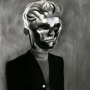 David FESTOC, Portrait sans nom, Crayon et collages et papier 70 x 55 cm
