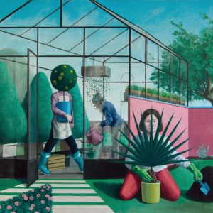 David FESTOC, La serre, Huile sur toile, 89 x 116 cm