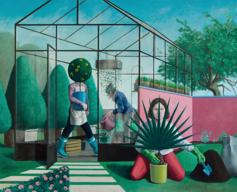 David FESTOC, La serre, Huile sur toile, 89 x 116 cm