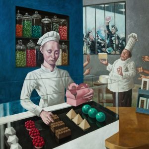 David FESTOC, Le Créateur, Huile sur toile 100 x 88 cm