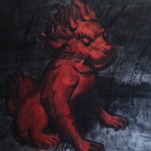 Zhang Qiongfei, Bête rouge 红兽, Technique mixte sur toile, 140 x 250 cm