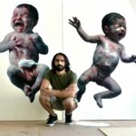 MORALES – Adam & Eve – Floating Babies – Huile Sur Toile – Diptyque 195 X 130 Cm Chacune 195 X 260 cm Total