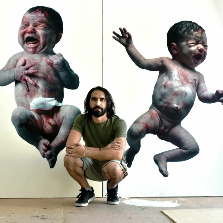 MORALES – Adam & Eve – Floating Babies – Huile Sur Toile – Diptyque 195 X 130 Cm Chacune 195 X 260 cm Total