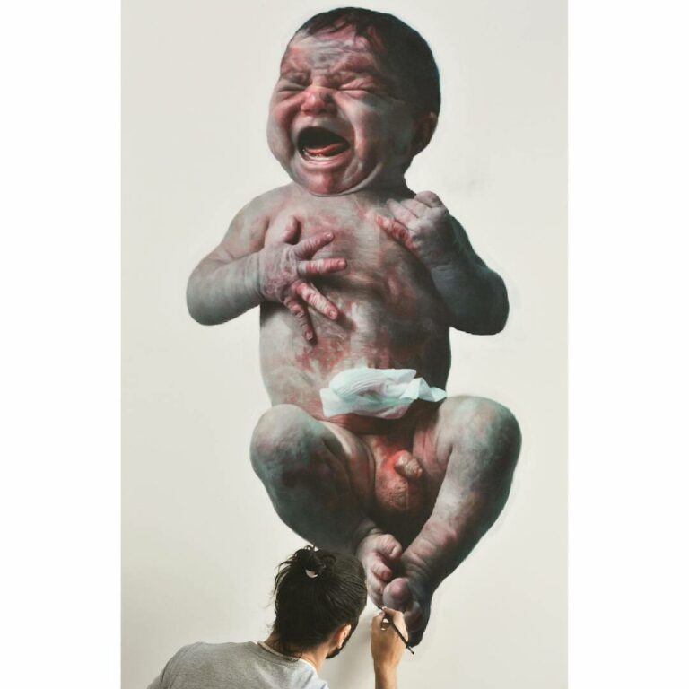 MORALES – Floating Babies – Huile Sur Toile –  Diptyque 195 X 130 Cm Chacune 195 X 260 cm Total