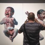 MORALES – Floating Babies – Huile Sur Toile –  Diptyque 195 X 130 Cm Chacune 195 X 260 cm Total