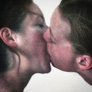 MORALES - Kiss 01 - Huile sur Toile - 20 x 20 Cm