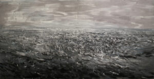 Zhang Qiongfei La Mer Sous Pluie Encre De Chine Sur Toile 140x270cm