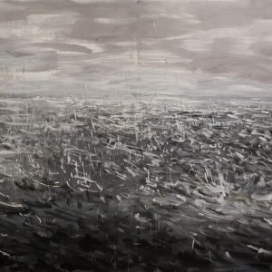 Zhang Qiongfei La Mer Sous Pluie Encre De Chine Sur Toile 140x270cm