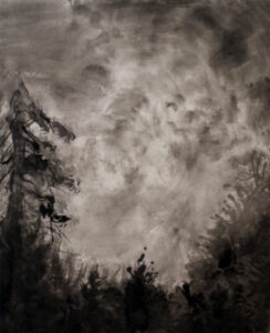 Zhang - La Nuit - Encre De Chine Sur Toile - 114x140cm