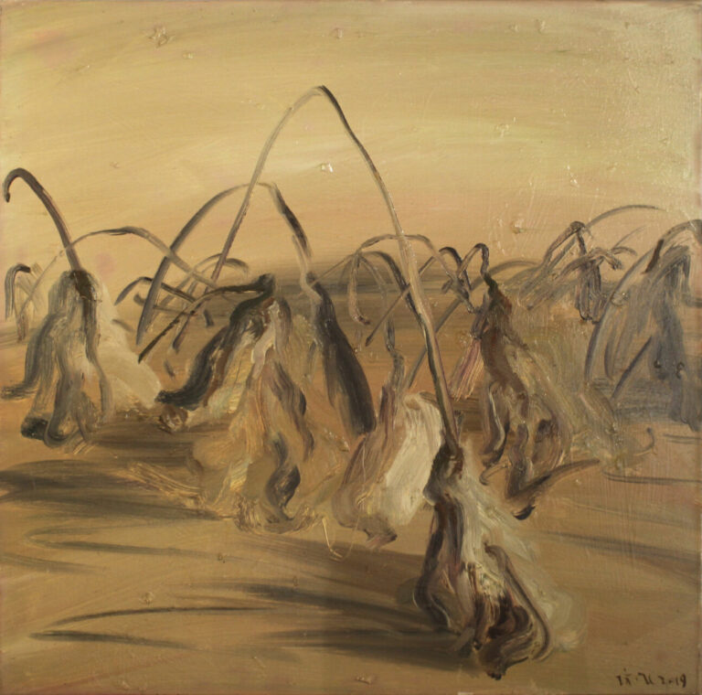 Zhang Qiongfei -Tournesols 2 – Technique Mixte Sur Toile – 80×80 Cm