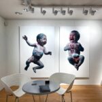 MORALES Eloy Adam & Eve Floating Babies Installtion Huile Sur Toile Dyptique 195 X 110 Cm 195 X 240 Cm Total