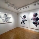 MORALES Eloy Adam & Eve Floating Babies Installtion Huile Sur Toile Dyptique 195 X 110 Cm 195 X 240 Cm Total (3)