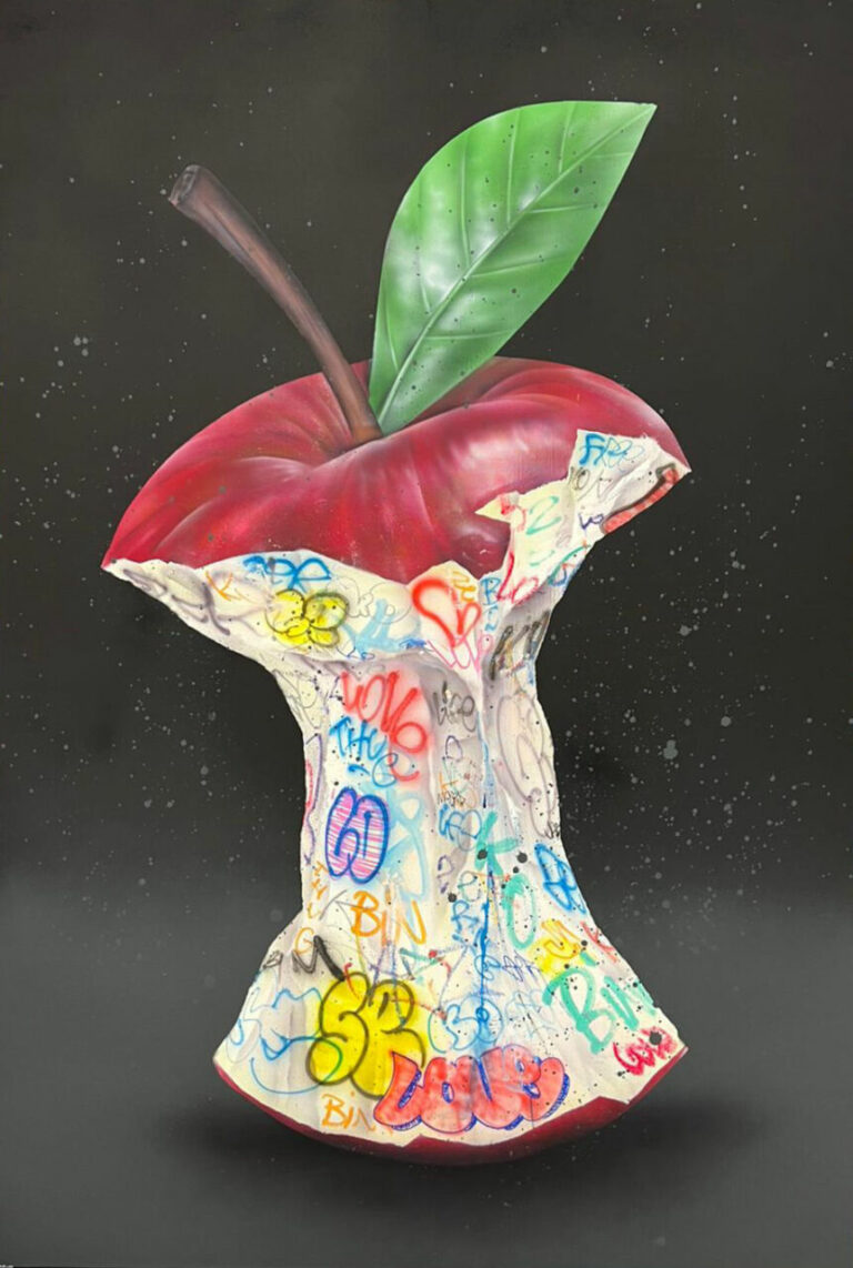 ONEMIZER – Pomme d’amour – Technique mixte sur toile