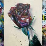 ONEMIZER – Rose de bitume – Technique mixte sur toile