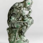 ALBEN Le Penseur, D’après Rodin Résine Et Billets De 1$ 37 X 16 X 16 Cm 2