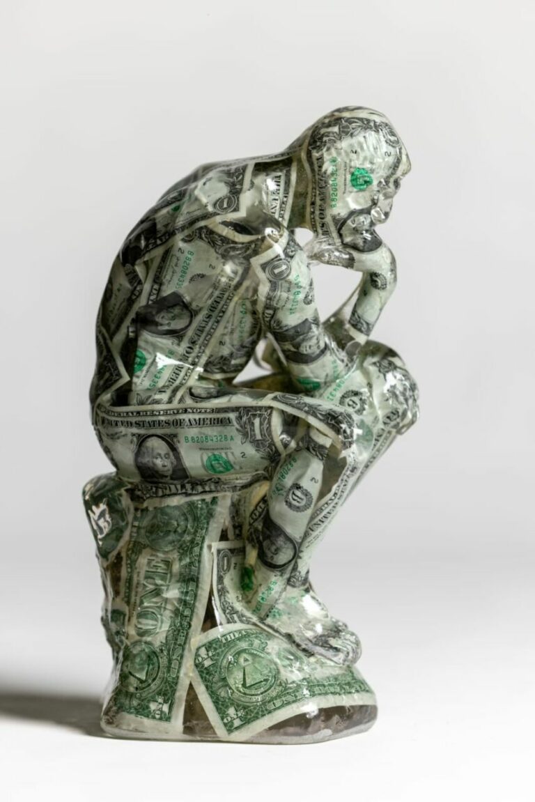 ALBEN Le Penseur, D’après Rodin Résine Et Billets De 1$ 37 X 16 X 16 Cm 2