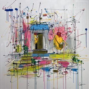 CEET Una Historia Aérosol Et Marqueur Et Acrylique Sur Toile 120 X 120 Cm