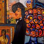 CAMARÓ Intimidad En El Estudio Con Florero Azul Détails 80 X 60cm