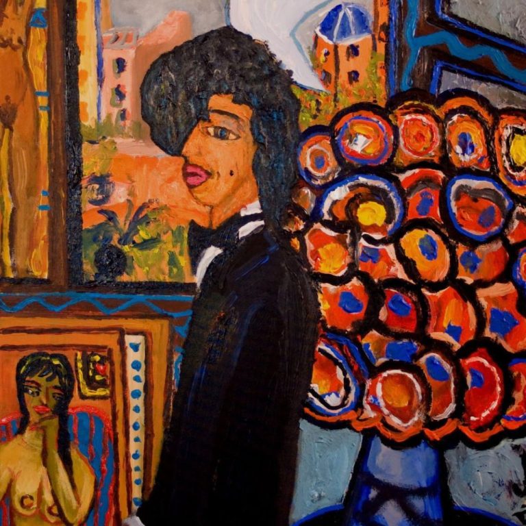 CAMARÓ Intimidad En El Estudio Con Florero Azul Détails 80 X 60cm