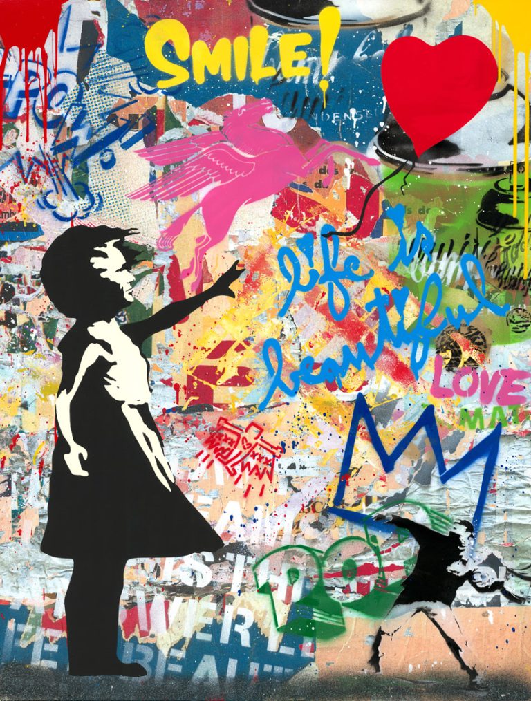 MR BRAINWASH Balloon Girl 127 X 96.5 Cm Technique Mixte Sur Papier