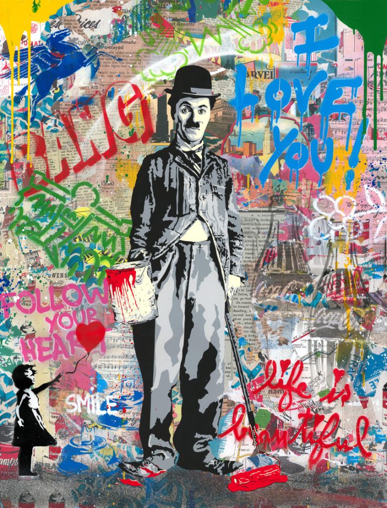MR BRAINWASH Chaplin 127 X 96.5 Cm Technique Mixte Sur Papier