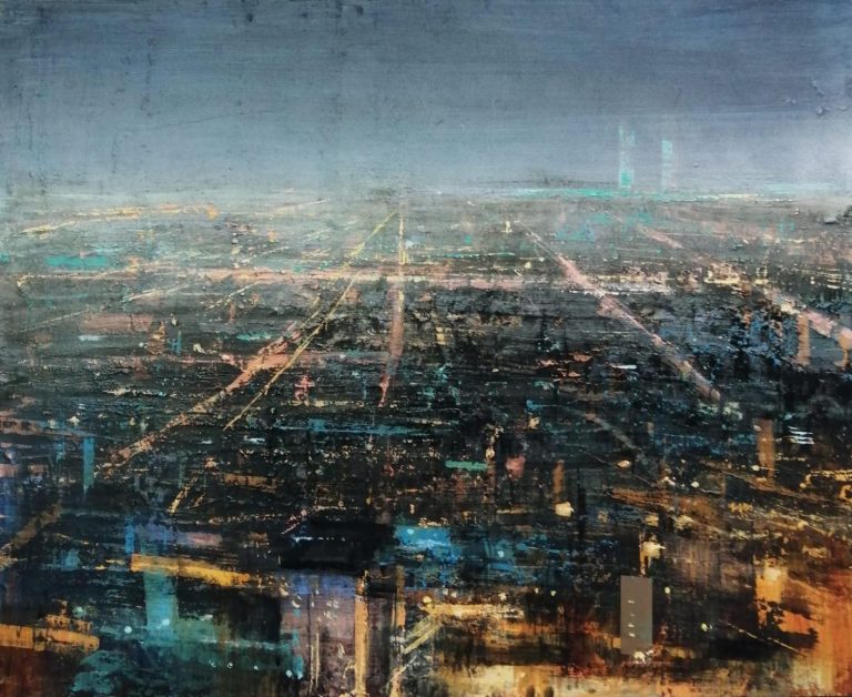 Quincoces Barcelona Desde El Carmel Huile Sur Bois 81 X 100 Cm (1)