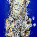 KiKo Orchidée Encres De Chine, Aérosol & Résine Sur Toile 150 X 100 Cm