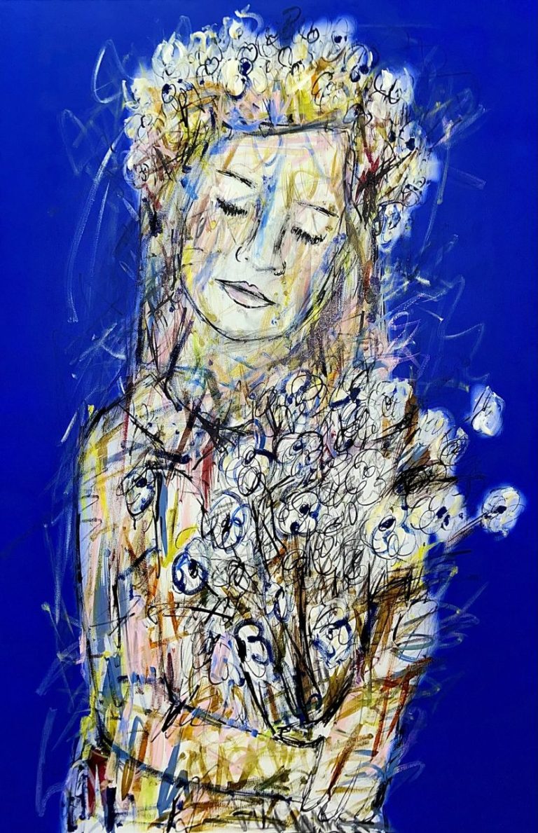 KiKo Orchidée Encres De Chine, Aérosol & Résine Sur Toile 150 X 100 Cm